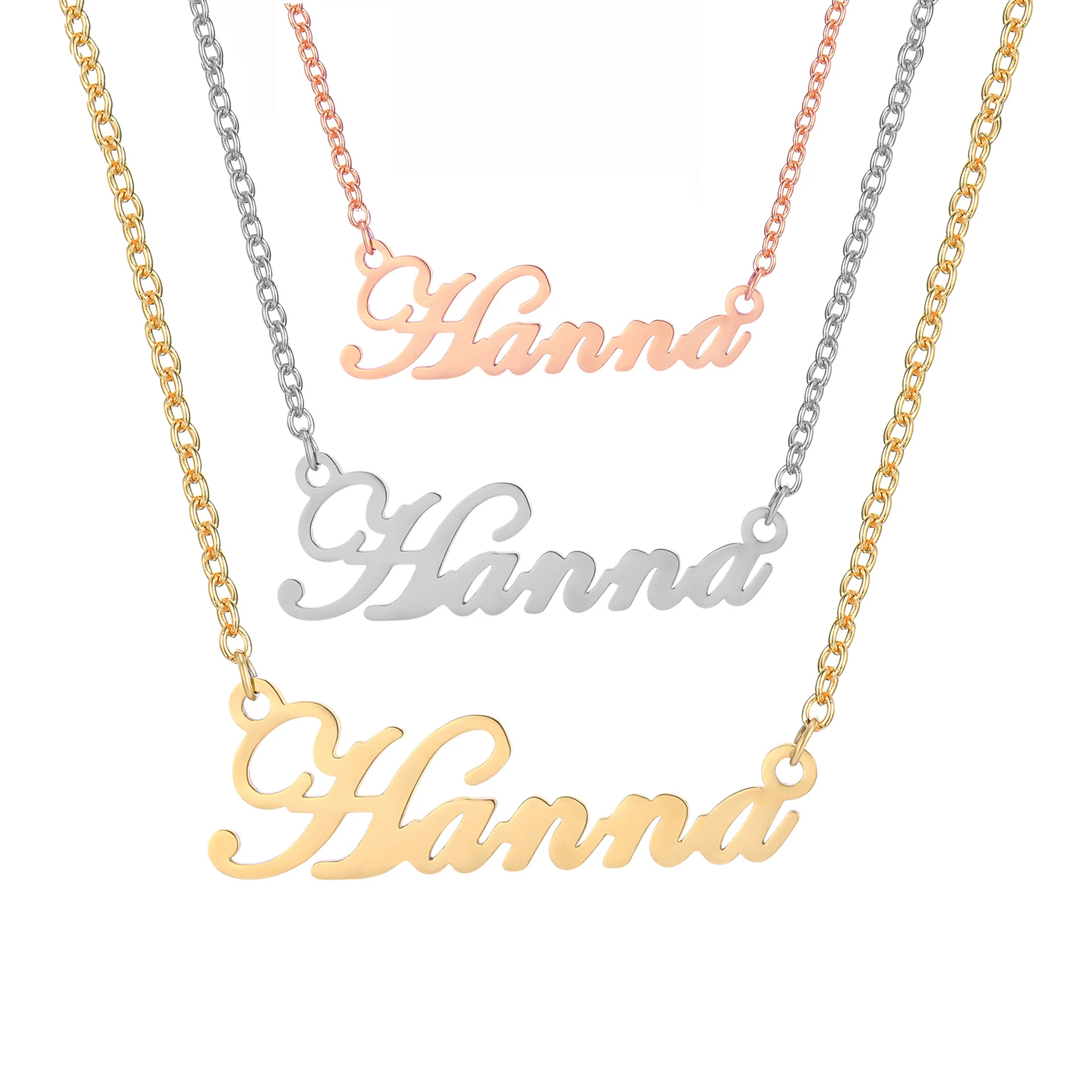 

NOKMIT Custom Stainless Steel English Letter Name Necklace Customized Collarbone Chain Couple Gift Personalized Necklace Women