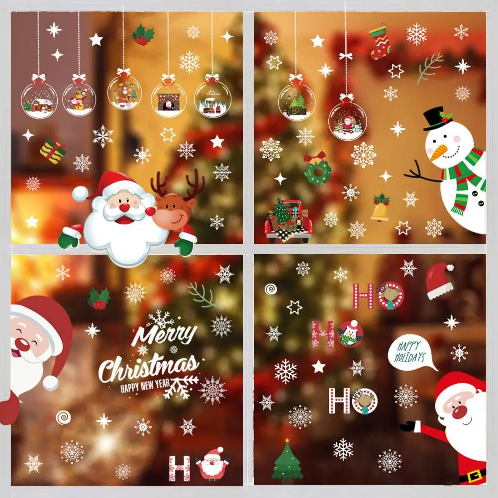 

Fade-resistant Christmas Stickers Christmas Window Stickers Festive Santa Claus Elk Snowman Patterns for Easy for Christmas