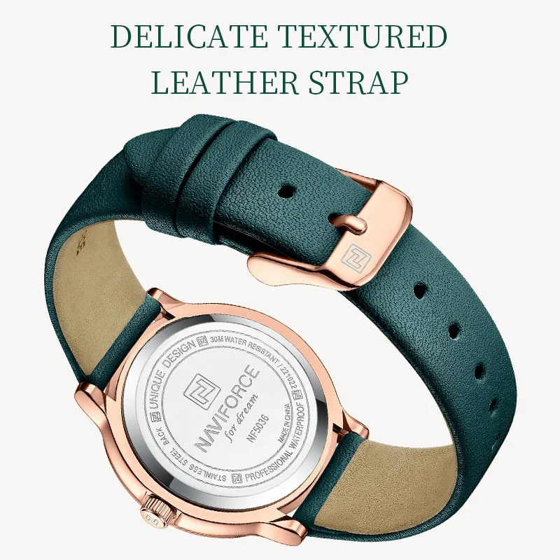 NAVIFORCE Women Watch Fashion Simple Lady Waterproof Quartz Leather Bracelet  Wristwatches Girlfriend Gift Relogio Feminino