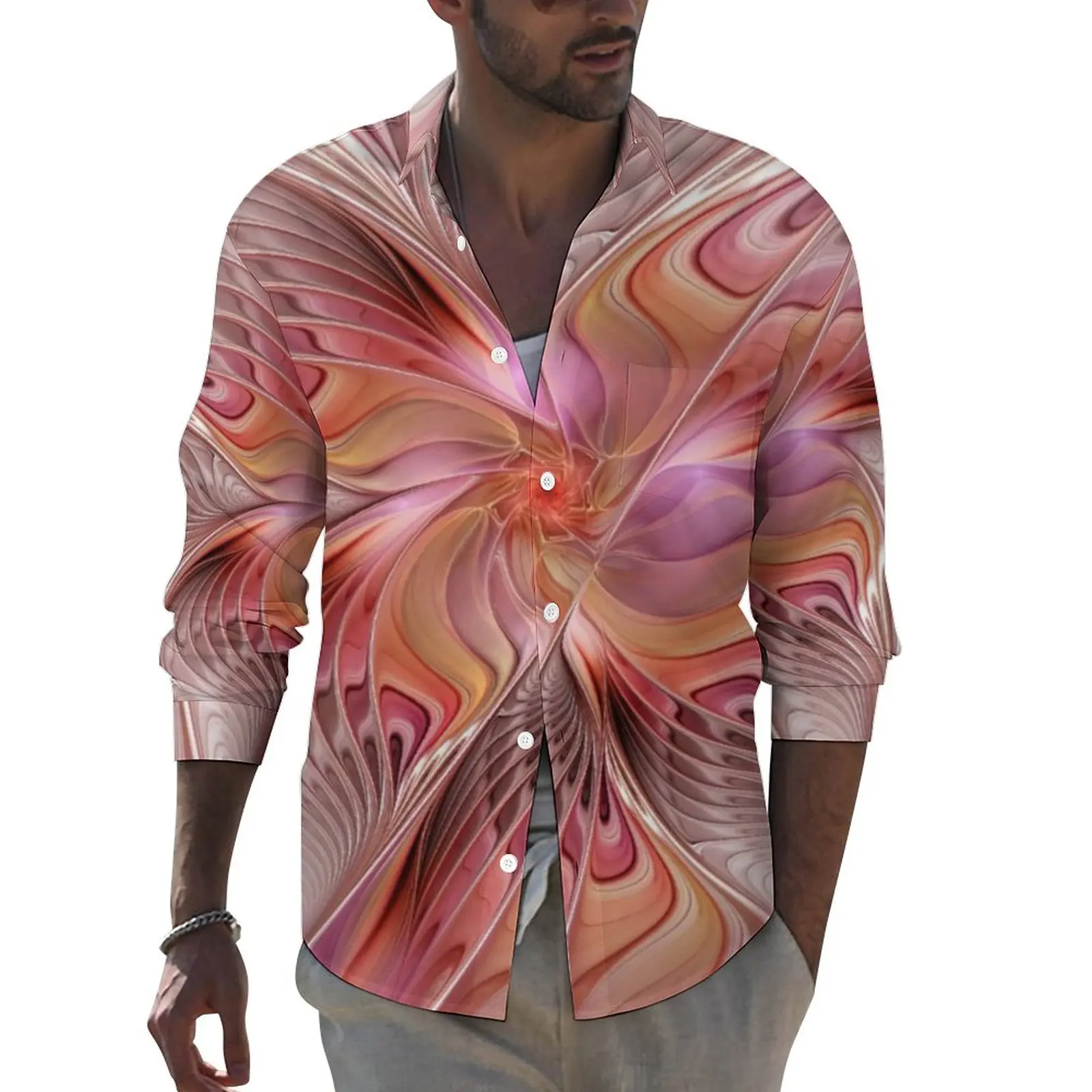 

Abstract Butterfly Casual Shirts Men Fantasy Fractal Art Shirt Long Sleeve Trending Harajuku Blouses Autumn Design Tops Big Size