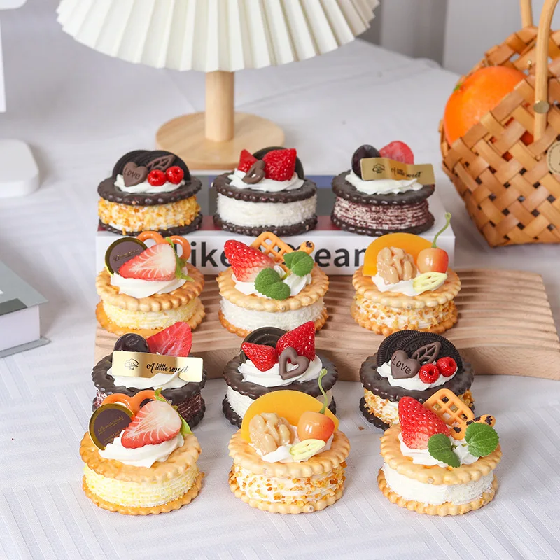 

6PCS Simulated Filled Biscuits Fruit Cakes Gourmet Snacks Table Decoration Scene Decoration Wedding Photography Props Home Decor