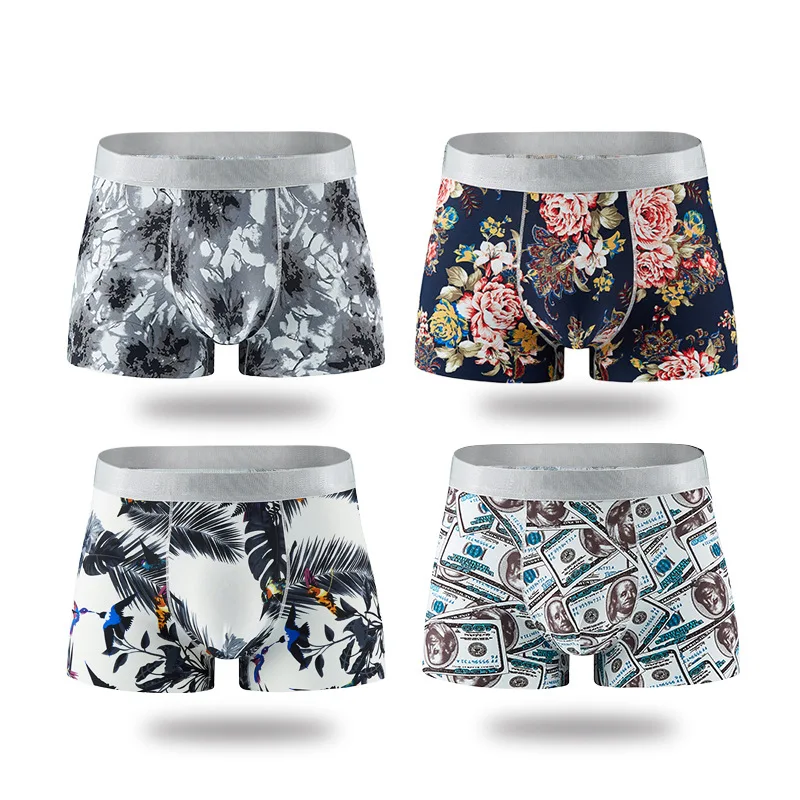 Mens Boxer Cotton Boxer Underwear Men Boxers Mens Underpants Male Panties Breathbale Shorts U Convex Pouch Men Printing Boxers