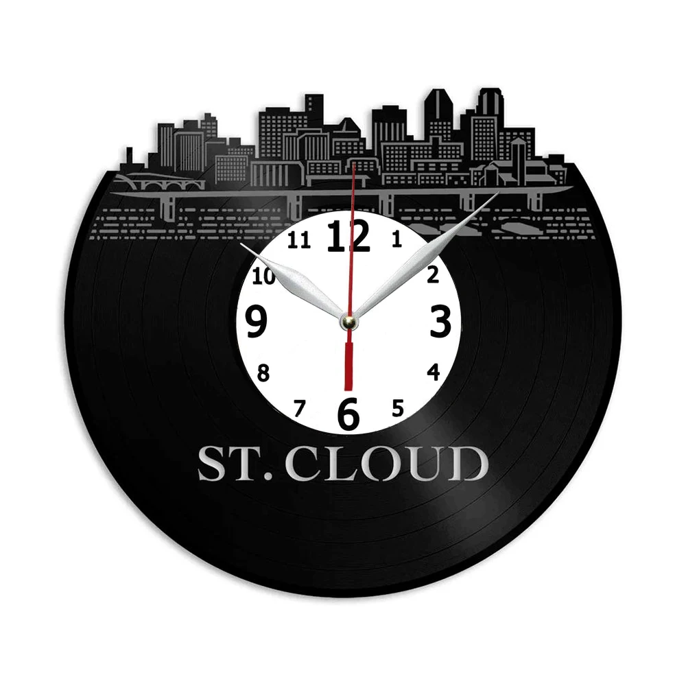 

Виниловые настенные часы St Cloud MN, домашний дизайн, украшение на стену, подарок, художественное украшение, подарок на день рождения