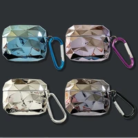 diamond shaped electroplated airpods case for apple pro wireless bluetooth electroplated earphone cover soft solid color case