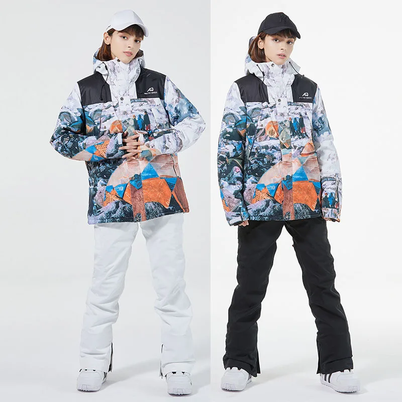 Новый мужской и женский лыжный костюм водонепроницаемый ветрозащитный комплект