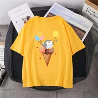 summer penguin balloon ice cream printed t shirt new round neck unisex 14 color pure cotton short sleeved daily cute loose top
