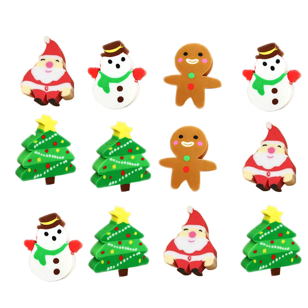 

Erasers Christmas Bulk Kids Eraser Mini Santa Stocking Stuffers Snowman Puzzle Holiday Radiergummis Cartoon Gifts Stationery