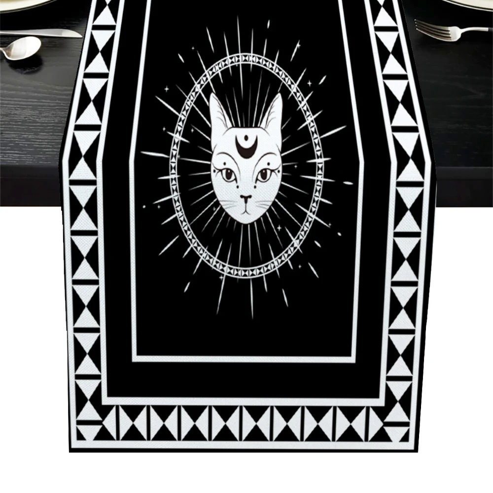 

Скатерть на стол прямоугольная, с изображением кошачьих звезд, для Хэллоуина