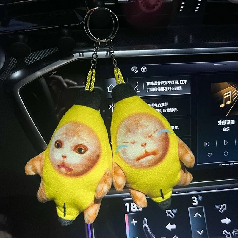 

2023 New Banana Cat Plush Pendant Cute Crying Banana Cat Funny Keychain Car Bag Pendant Keyring Accessories Gifts To Classmate