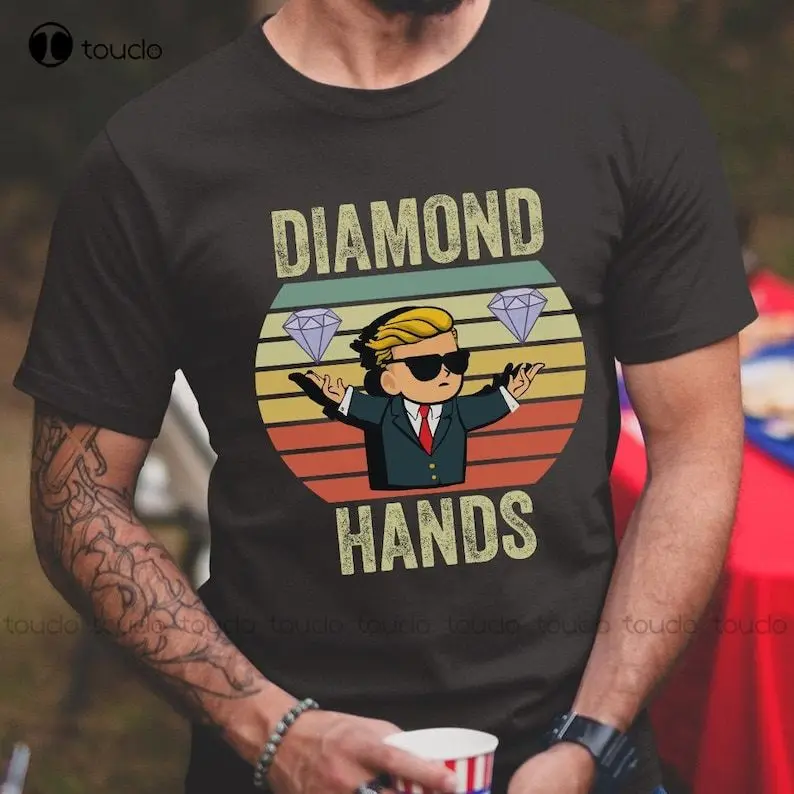 

New Diamond Hand To The Moon T Shirt Cotton Tee Shirt S-5Xl