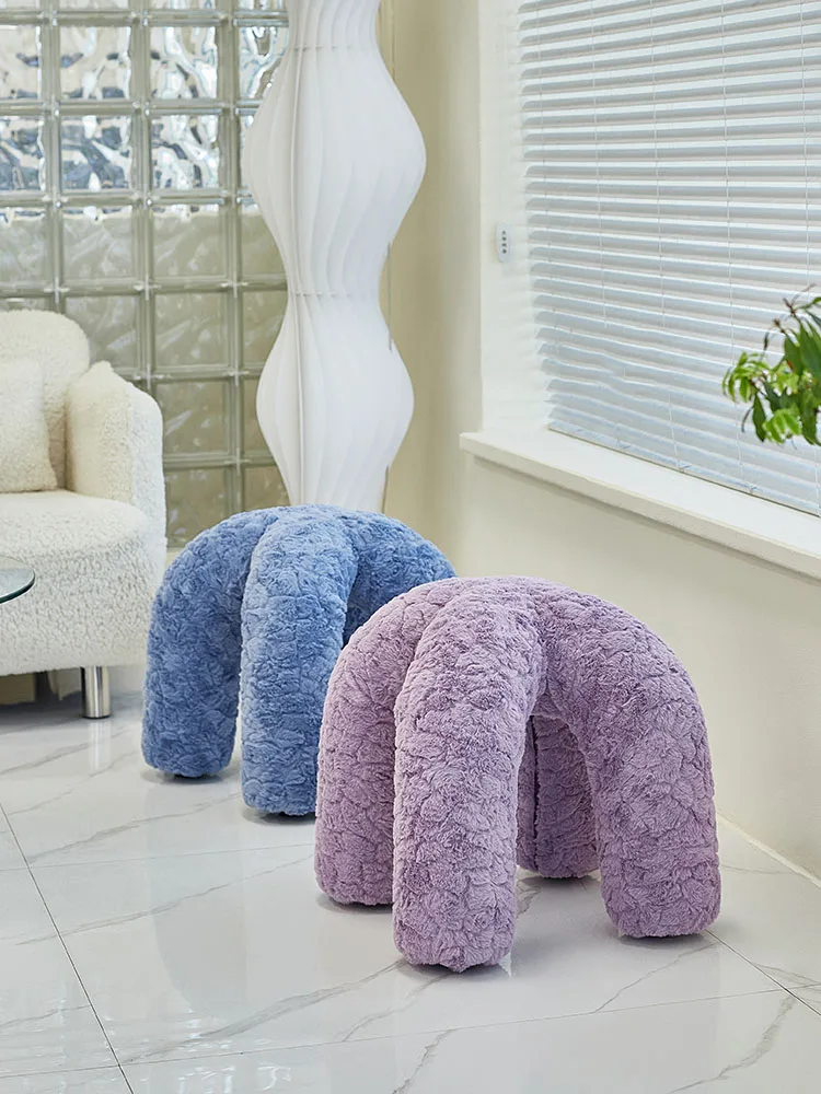 

Скандинавский стул с имитацией кроличьего меха, Сменная обувь для дома, гостиной, прихожей, оттоманка, мебель, спальня, комод, диван, стулья