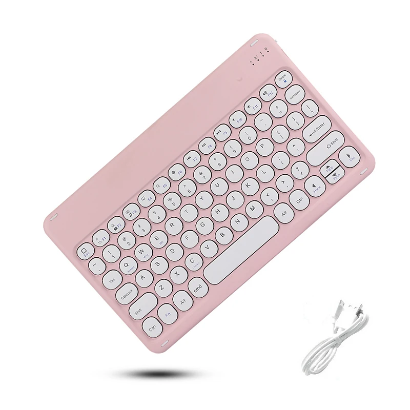 

Ультратонкая мини-клавиатура с круглыми кнопками, 10 дюймов, перезаряжаемая Беспроводная Bluetooth-клавиатура для ipad, iOS, Android, Windows, телефонов, планшетов