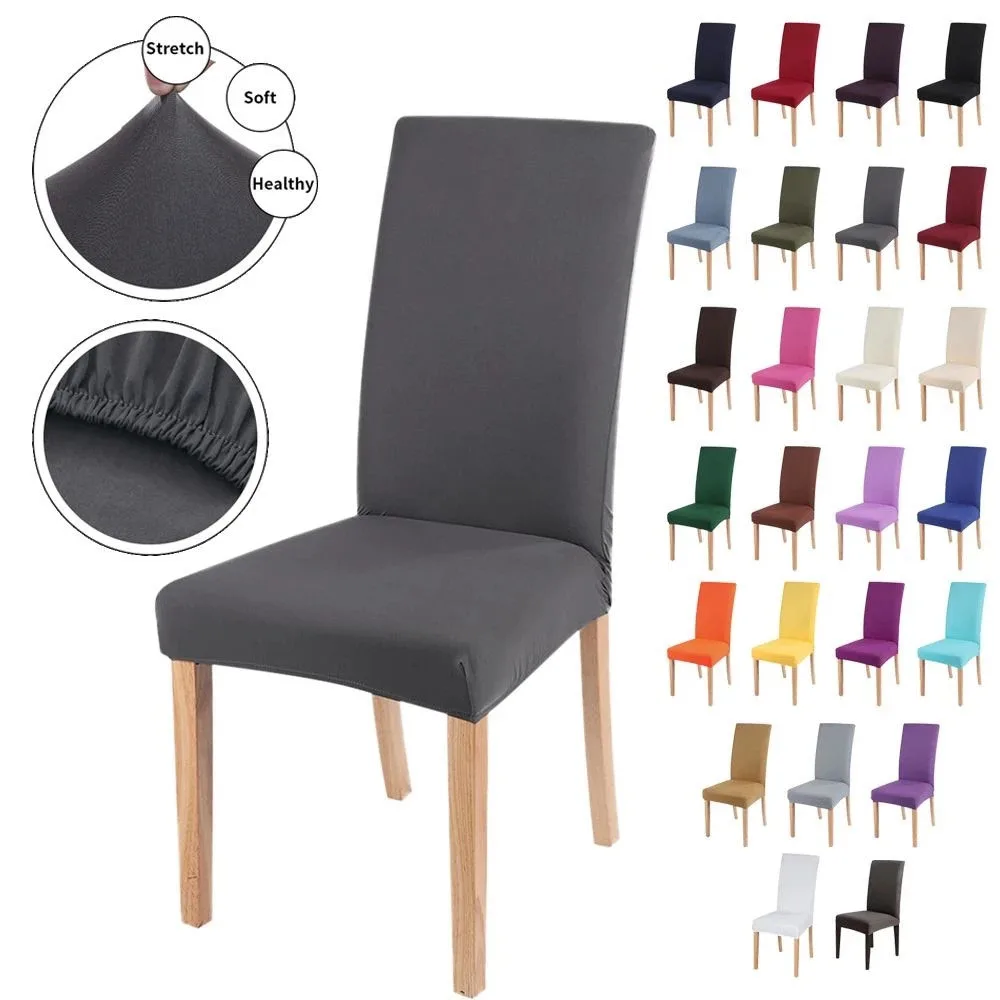 

Solid Color Cheap Stretch Chair Cover for Dining Room Spandex Chair Slipcover Elastic Stretch Cases for Chairs Kitchen Banquet