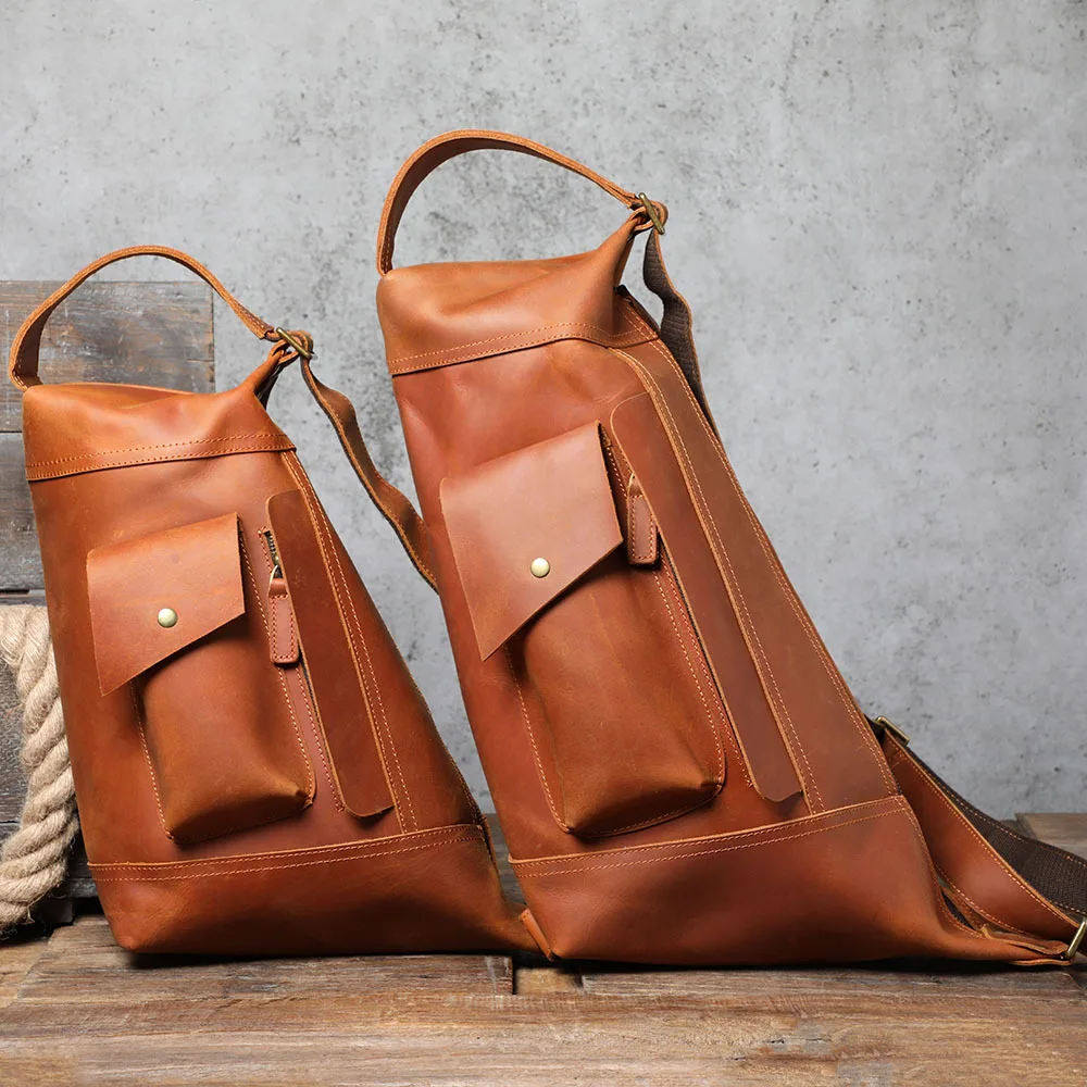 

Мужская большая нагрудная сумка из натуральной кожи, сумки через плечо, кошельки, винтажная серия, Мужская модная сумка на плечо, деловая до...