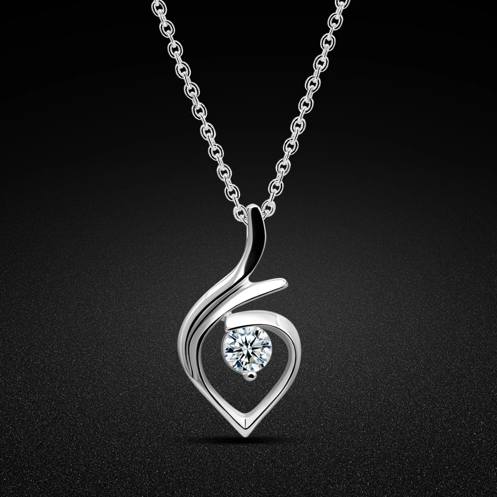 

New Trendy 925 Sterling Silver 16-20 Inches Chain Choker Necklaces Simple Shiny CZ Teardrop Pendant For Women Fine Jewelry
