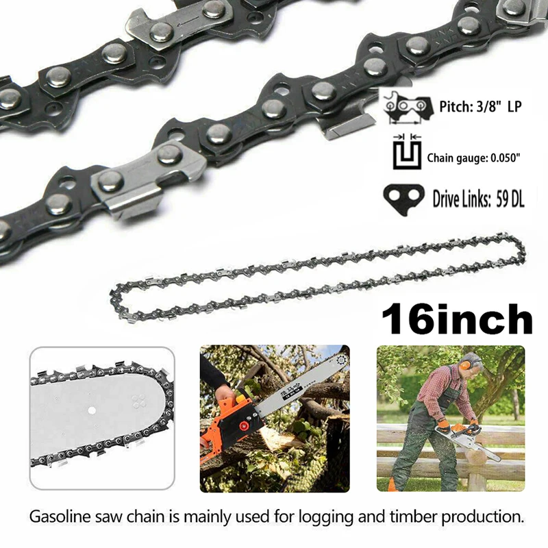 

2/3pcs 16 Inch Electric Chainsaw Chains Blade Semi Chisel Chains 3/8LP 29 Cutter 59 Wood Cutting Drive Links Replacements Parts