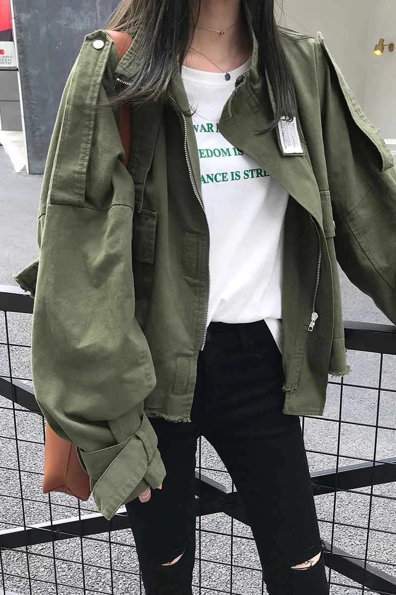 Новая весенняя куртка Женская свободная армейская Зеленая рабочая с длинным