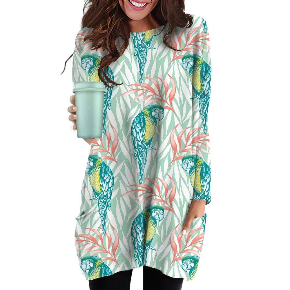 

Женский свитшот с круглым вырезом, длинным рукавом и 3D-принтом