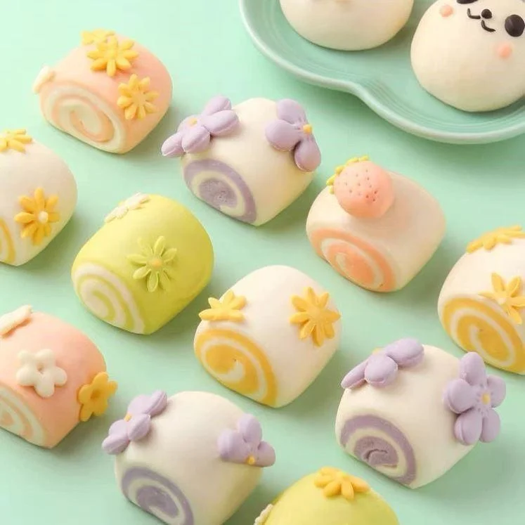 

Mold for making steamed buns Steamed buns Embossed cartoon steamed buns Mold printing Complementary food Flower shaped pastry