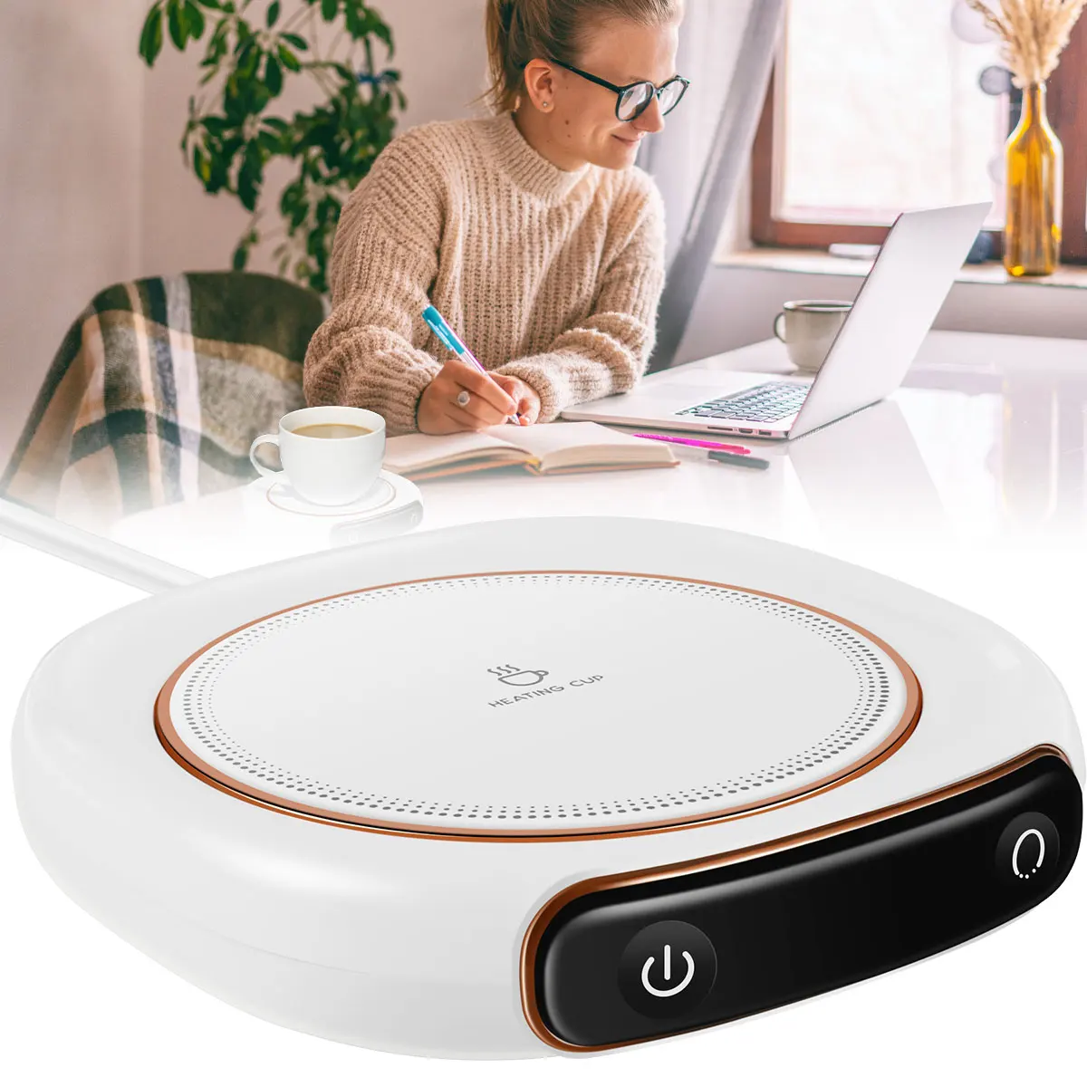 

Нагреватель для кофейной кружки USB с 3 настройками температуры 8H автоматическое отключение, нескользящий мини-Электрический нагрев чая и мо...