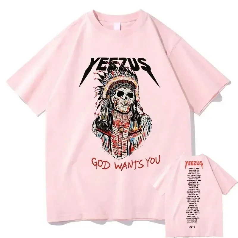 Футболка с надписью God Want You Kanyyee Wesstt Двусторонняя принтом топы этнический череп