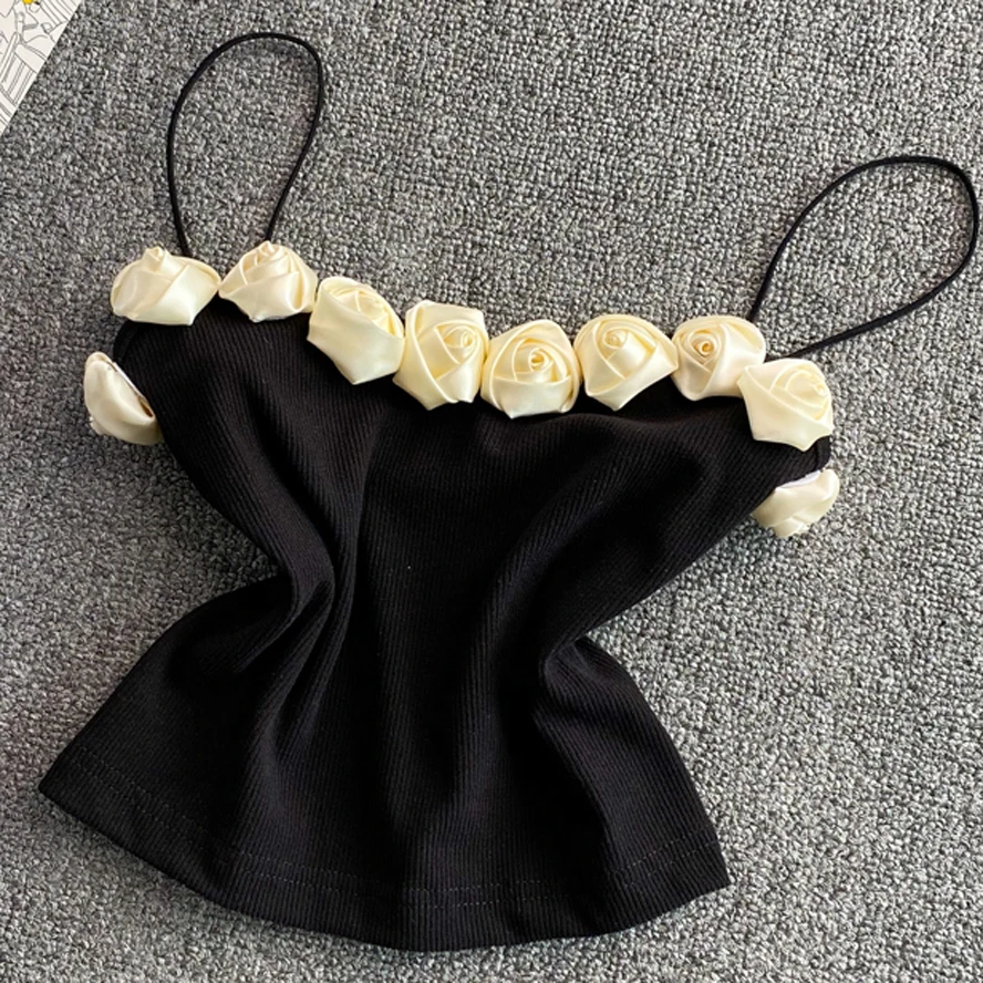 

Женская кофта с цветами и бриллиантами, облегающий бюстгальтер-труба, женская кофта, летние вязаные топы, сексуальный короткий топ для ночн...