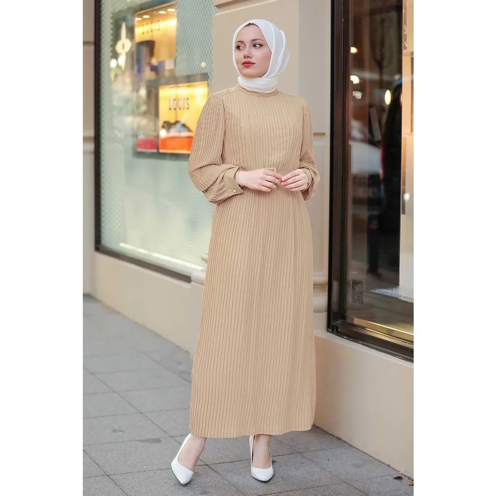 

Плиссированное Платье в стиле хиджаб лосося Dorlie 3369SMN