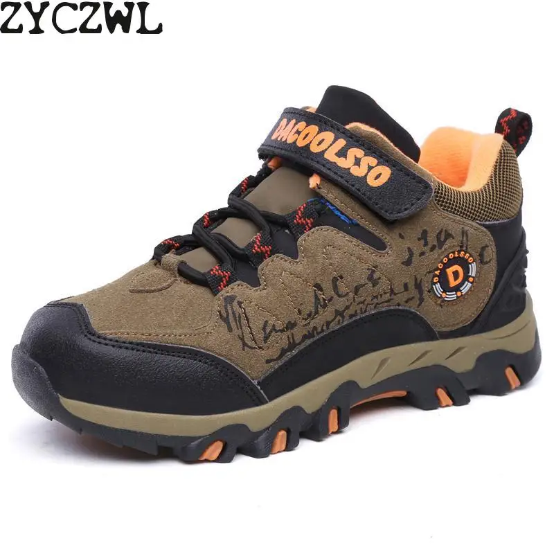 

Зимняя детская спортивная обувь для мальчиков, детские кроссовки для активного отдыха, походная обувь, нескользящая хлопковая ткань, резин...