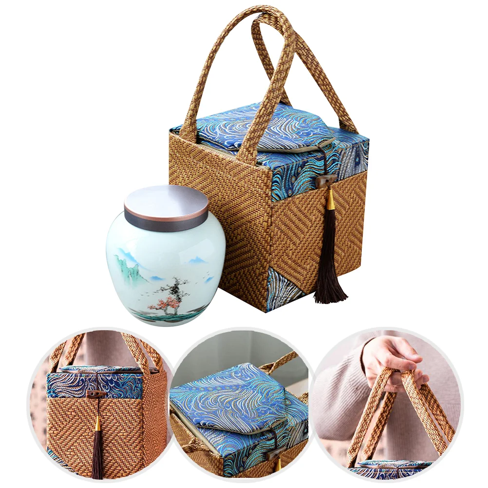 

1 Set Of Delicate Convenient Chinese Style Decorative Tea Canister Ceramic Wrapping Jar Tea Leaf Wrapping Can