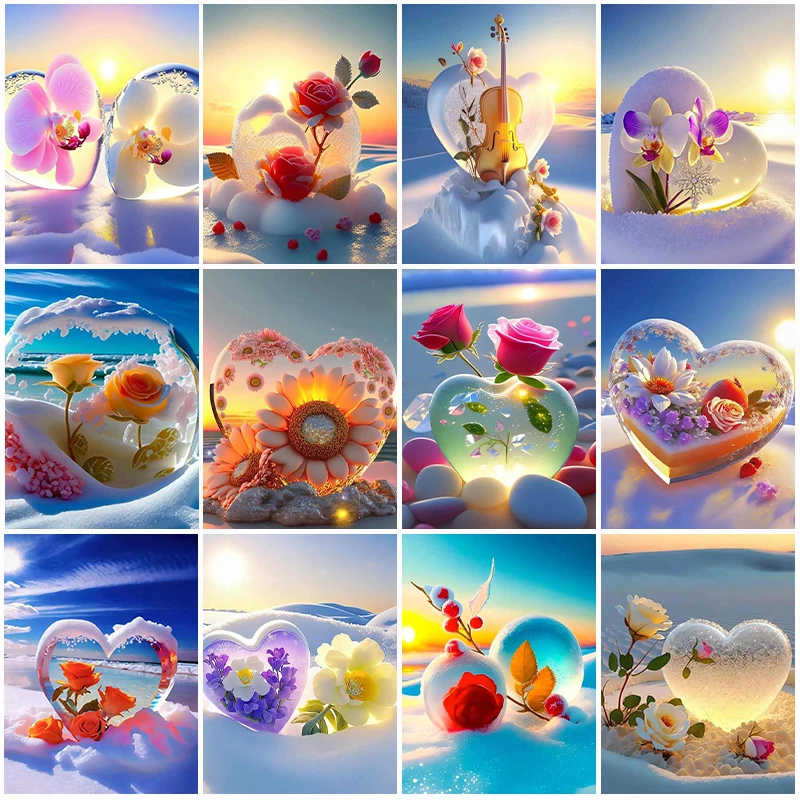 

Алмазная 5D картина «сделай сам» с цветами, вышивка в виде снега, любви, розы, бриллиантовая мозаика, полный набор круглых страз, искусство, живопись для домашнего декора