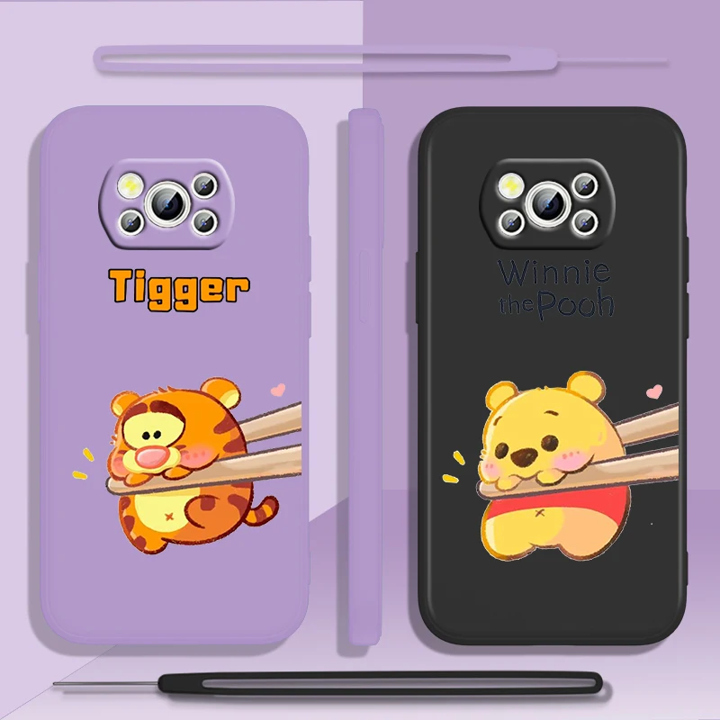 

Disney Tigger Winnie Pooh For Xiaomi POCO C50 C40 X4 M5S F4 M4 X3 F3 M3 C3 Pro GT NFC 4G 5G Liquid Rope Silicone Phone Case