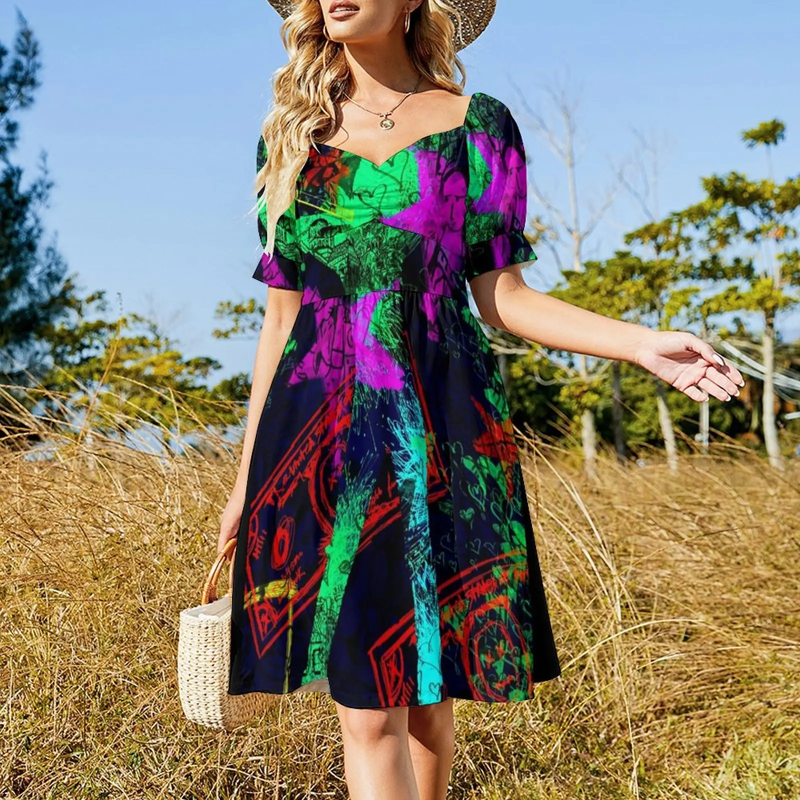 Neo Pop Art Blacklight платье из полиэстера