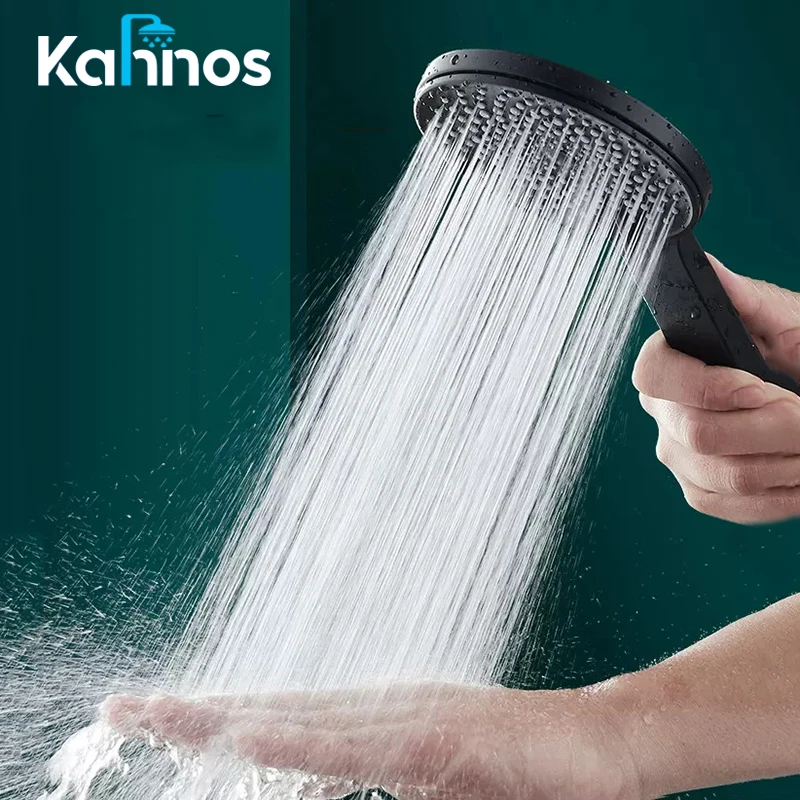 

New Shower Head Rainfall Bathroom 4 Modes Pressurized Hand Shower Chrome Water-Saving Nozzle Adjustable Black Showerheads