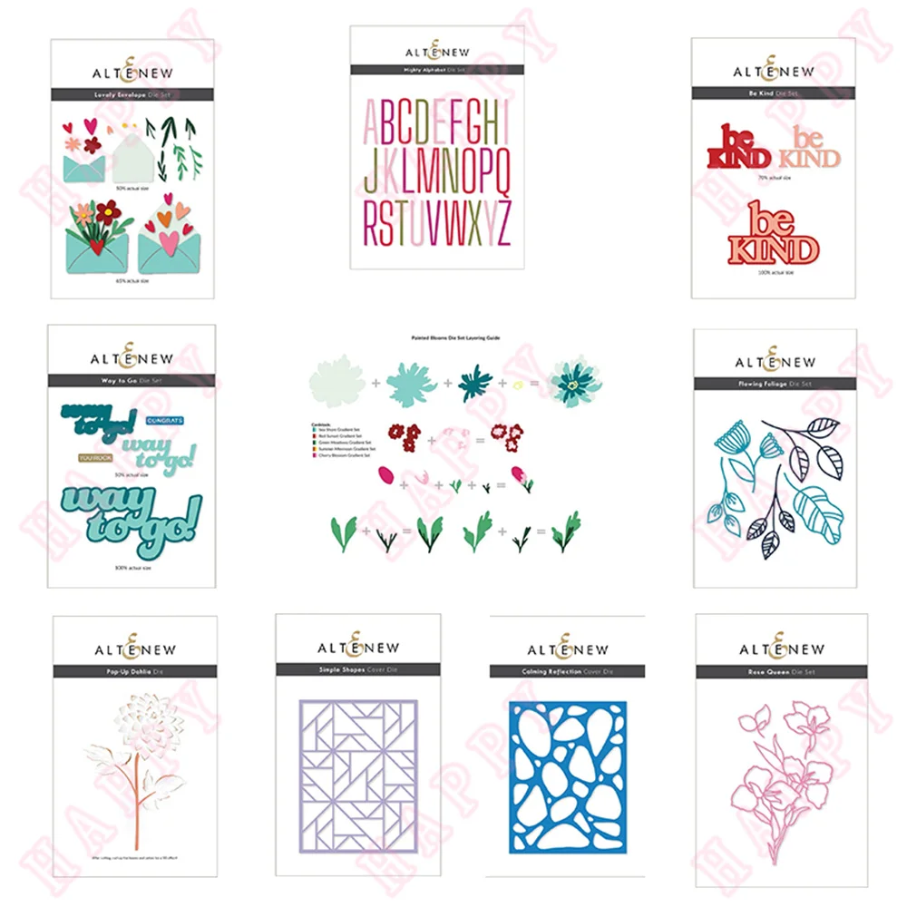 

2022 New Envelope Alphabet Painted Blooms Rose Queen Cutting Dies Scrapbook Diary Embossing Template Diy Greeting Card Handmade