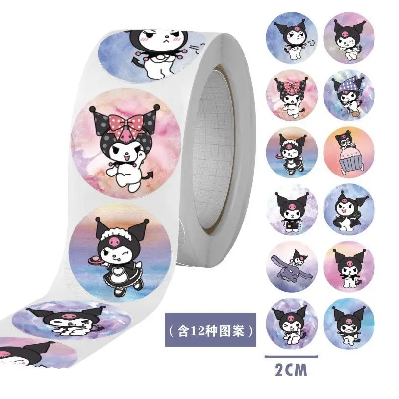 

2023 New 500PCS Kuromi Collection Hellokitty Roll Paste Decorative Hand Account Stickers Sealing Tape Expression Cute Cartoon