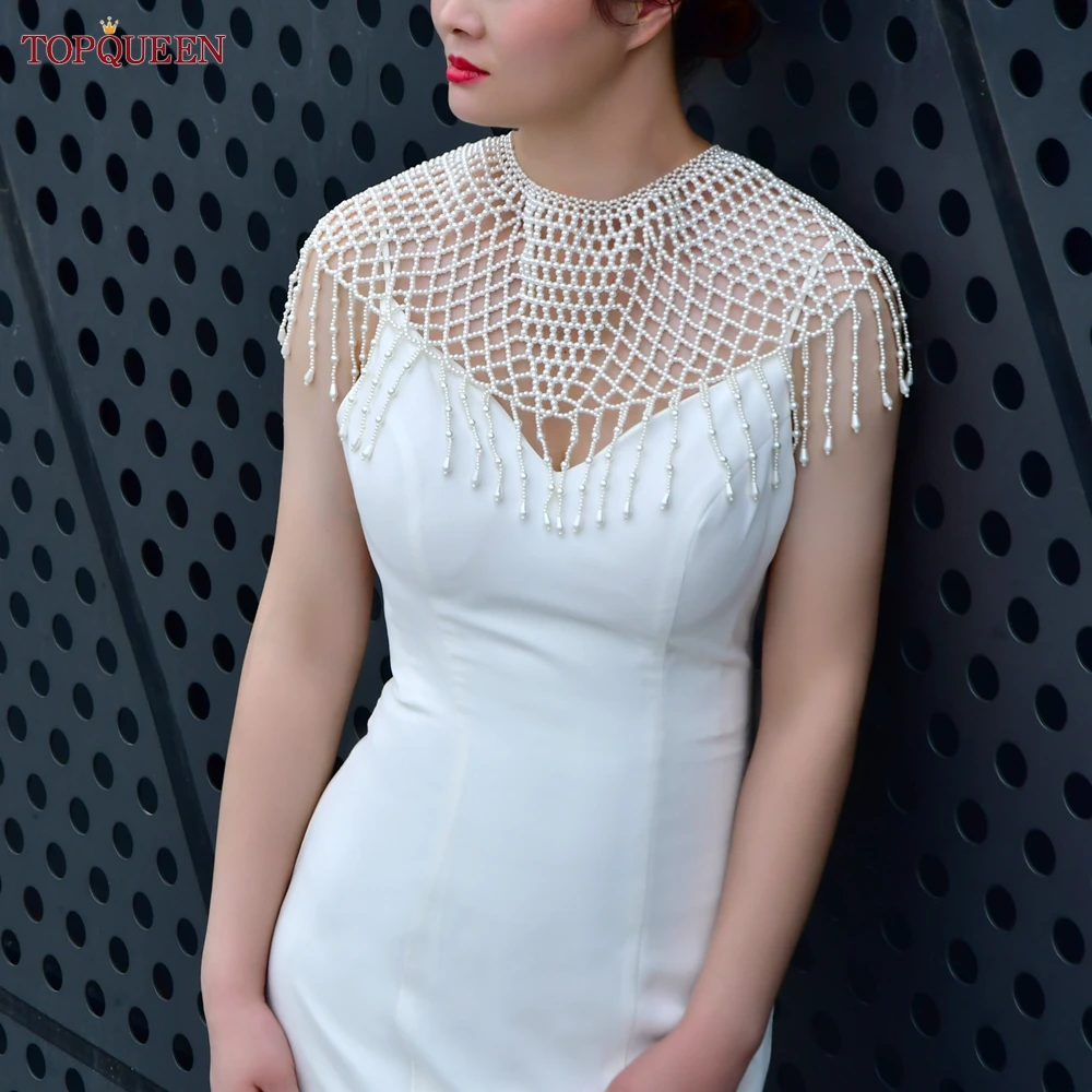 

TOPQUEEN VG76 Свадебная накидка, жемчужная цепочка для свадебного платья, свадебные вечерние аксессуары для девушек, цепочка для свитера, ювелирные изделия