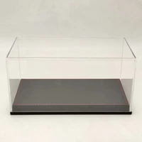 23cm acrylic case thicken display box transparent dustproof storage models car premium base black leather gifts boxes 124