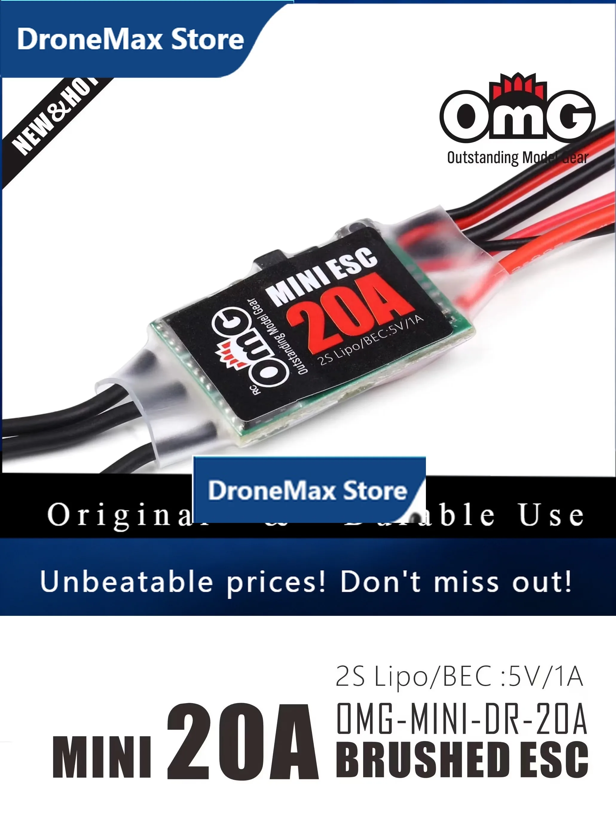 Фото DroMaOMG RAPIDO 20A Бесколлекторный ESC 5V1A для аксессуаров радиоуправляемых мини-машин масштаба 1/18, 1/24, 1/28. №2