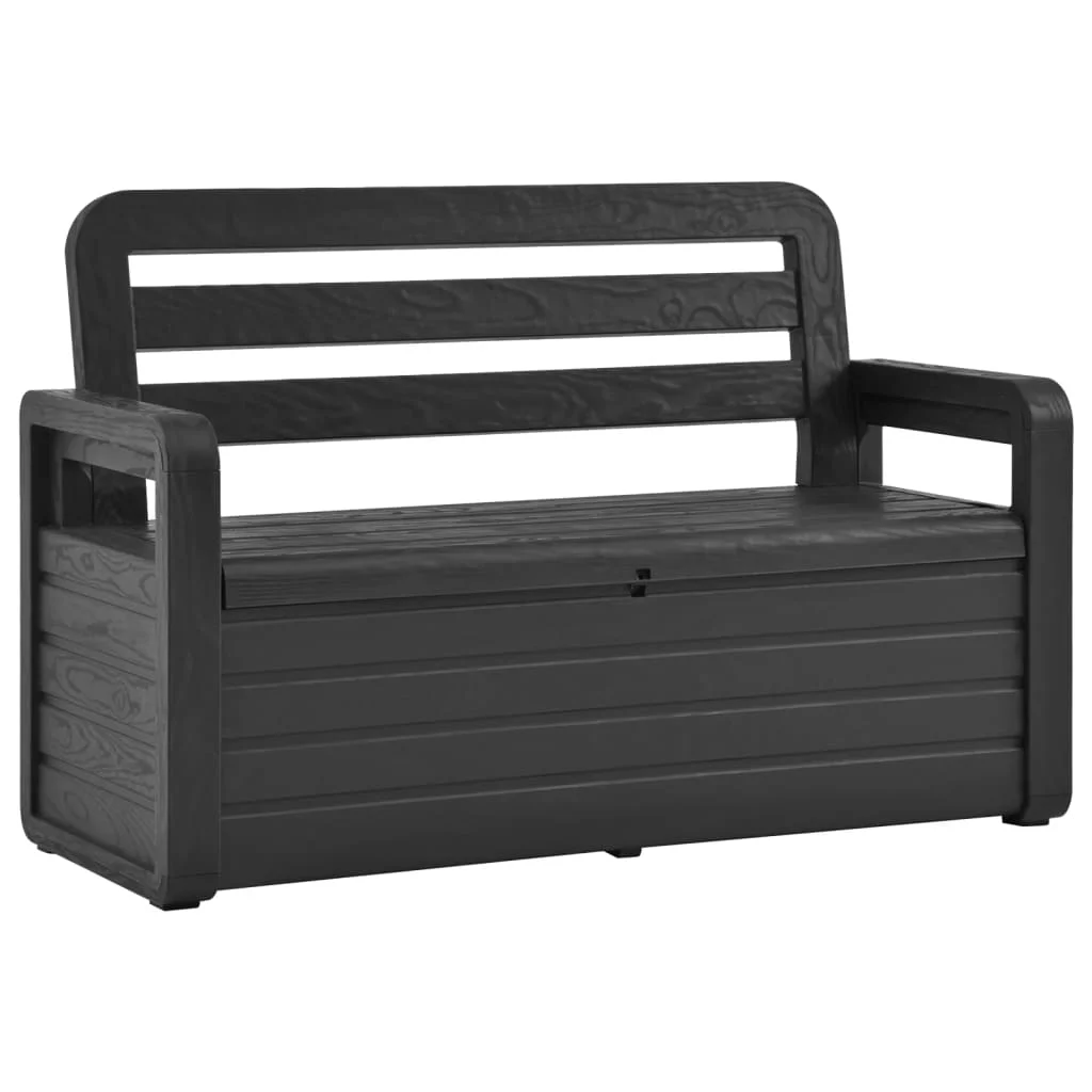 

Patio Storage Bench 52.2" x 22.8" x 35" Plastic Anthracite Outdoor Chair Porch Furniture