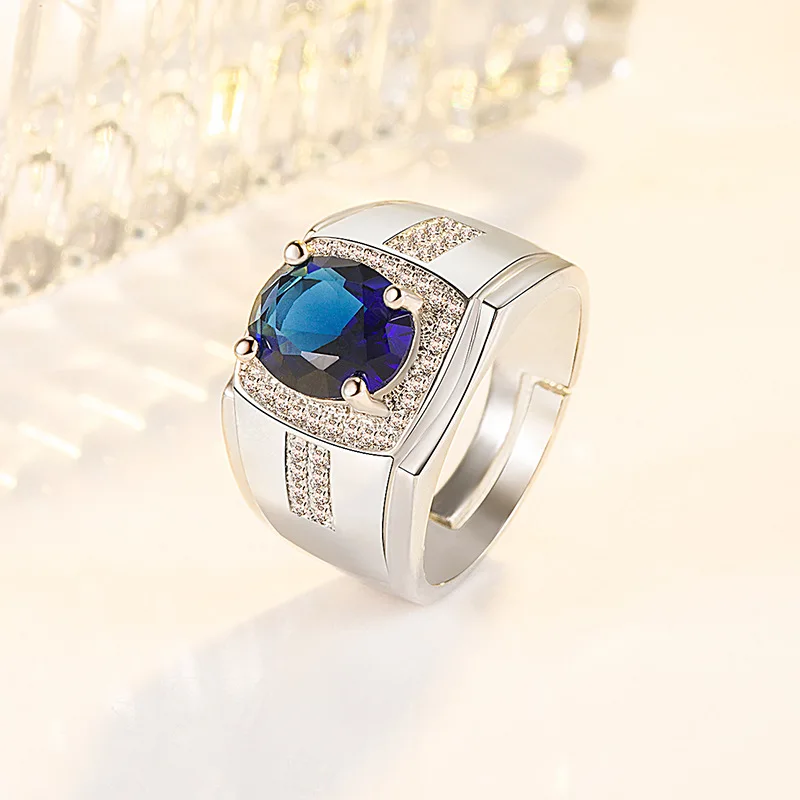 

Genuine 925 Sterling Silver Blue Sapphire Ring for Women Wedding Bands Anillos De Blue Origin Sapphire Gemstone Jewellry Anel