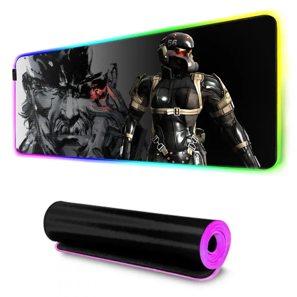 Game M-Metal Gear Solid Mouse Pad Gamer Rgb Desk Mat Back Light Led Mousepad Setup Gaming Accessories Deskmat Backlight