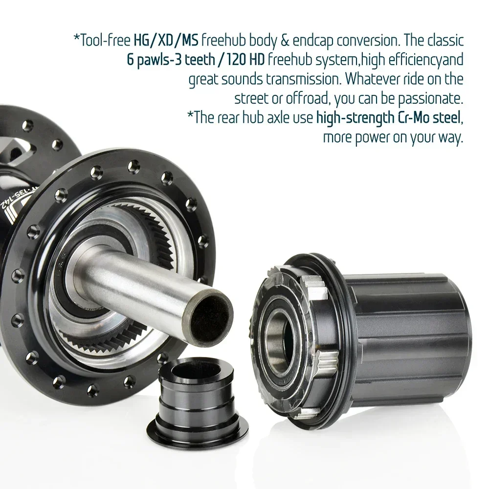 Задняя ступица Koozer 450 Boost MS MTB 32H 28H Велосипедные ступицы Cr-Mo Стальная ось 5x141 мм 10x141