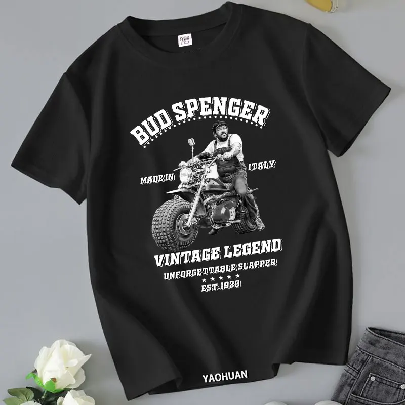 Фото Мужская футболка для мужской одежды Buggy Bud Spencer Забавная хлопковая футболка Новинка Футболка Женские топы Футболки Streatwear Ткань для мужчин №3