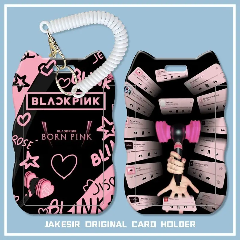 Фото Портативный защитный чехол для карт BLACK PINK, обложка для удостоверения личности, милый коллекционный футляр для повседневного ношения студентами. №1