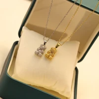 2022 new full diamond bear light luxury exquisite jewelry fashion simple design fadeless clavicle chain birthday party gifts