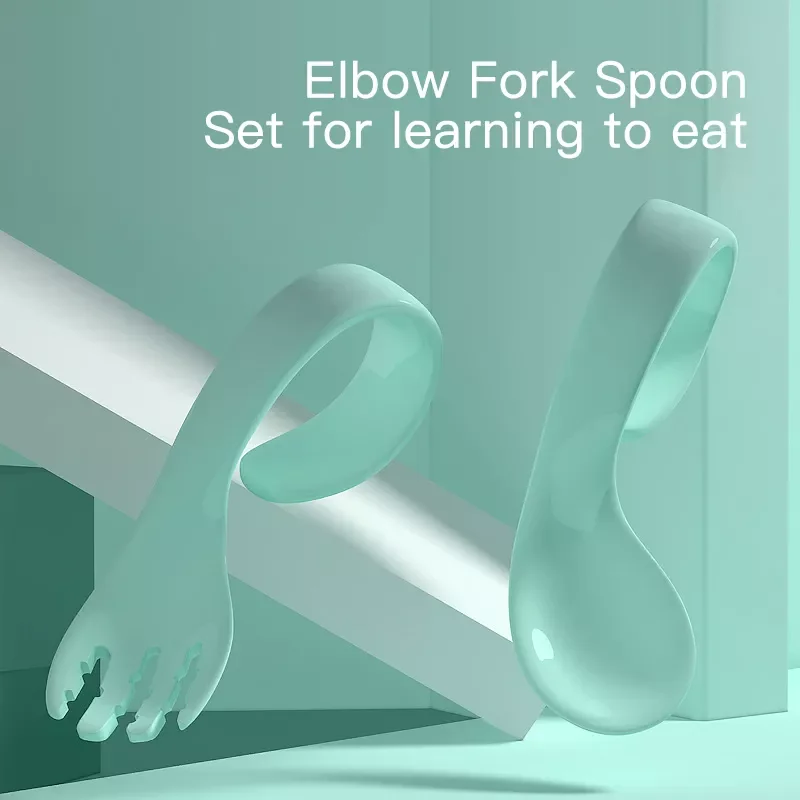 

Baby Tableware Training Spoon Children Utensil Toddler Dinnerware Cutlery Cartoon Infant Food Feeding Curved Handle Spoon Fork