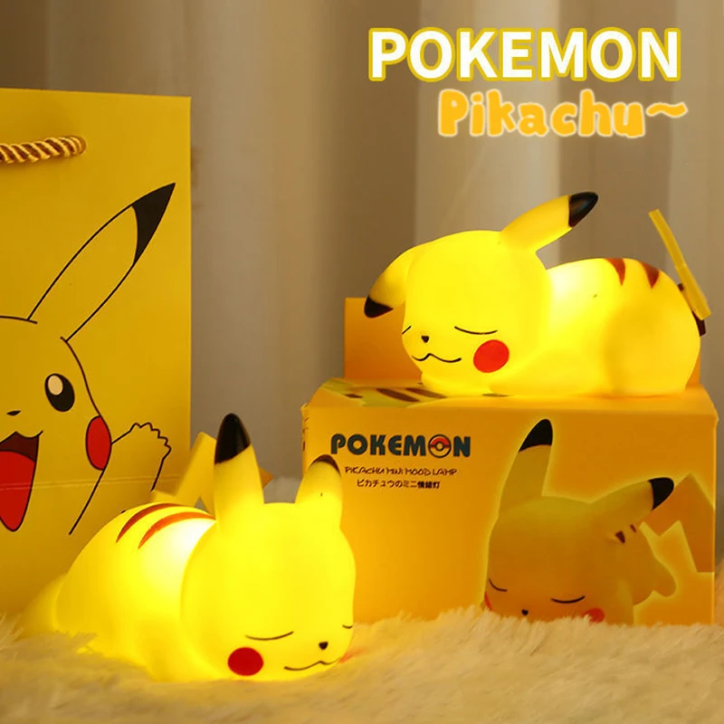 

Hot Anime Pokemon Cute Pikachu Pocket Monsters Cartoon Soft Light Bedroom Bedside Night Ornaments Children's Luminous Toys Gifts