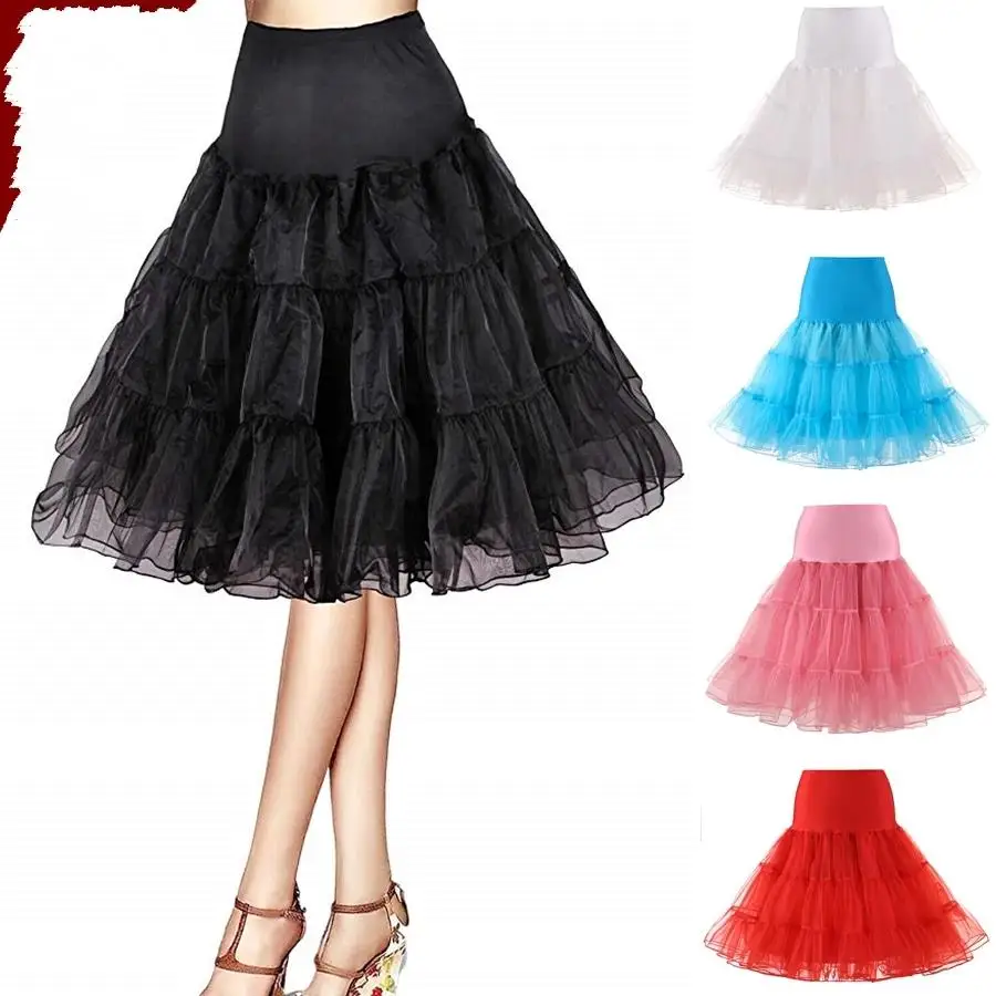 

Chic Organza Candy Colors Petticoat Lolita Rockabilly Ruffles Vintage Girls Crinoline Tutu Underskirt For Evening Party Dress