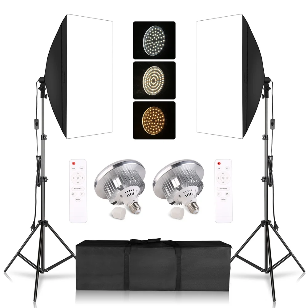 50x70CM Photography Softbox Lighting Kits Professional Continuous Light System Equipment For Photo Studio