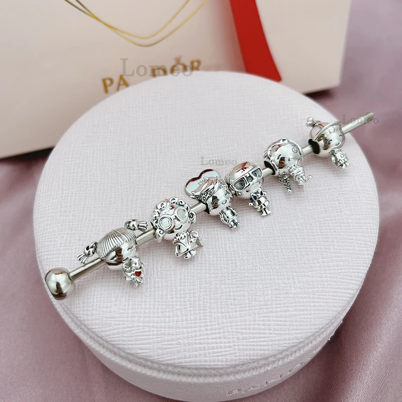 

100% 925 silver original logo 1:1 high quality ponytail girl vitality boy charm fashion couple Diy woman bracelet gift beads